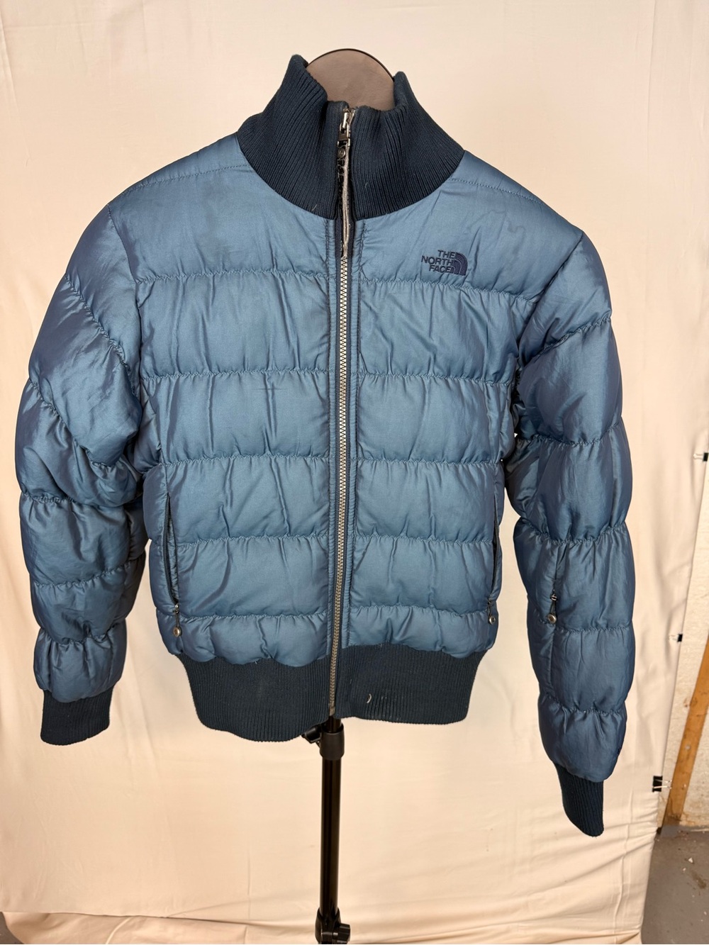 Y2K VINTAGE THE NORTH FACE 600-FILL DOWN BOMBER | SLATE BLUE | WOMEN'S XS